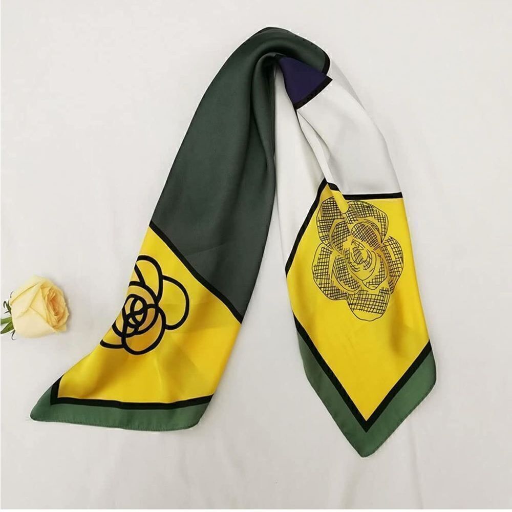Floral Color Block Silky Scarf - Picture 3 of 5